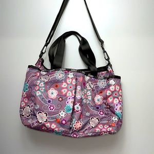 LeSportsac Ryan diaper bag purple floral